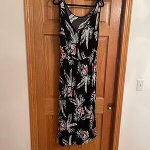 City Chic Black Maxi Dress with White and Red Floral Design